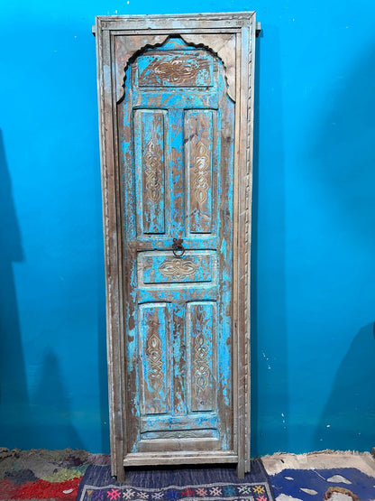 NoW WITH FREE SHIPPiNG - UNIQUE Hand Carved Old Beautiful Wooden Door, Moroccan Vintage Door.